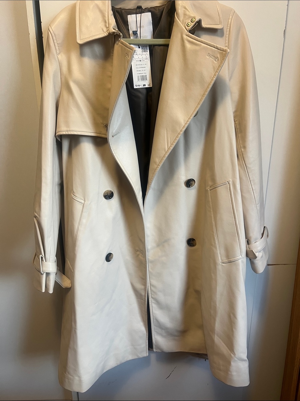 Mango Women's Light Beige Double-Breasted Trench Coat